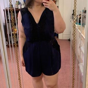 City Chic Blue and Black Sleeveless Romper Plus Size 16